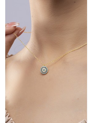 925 Ayar Gümüş Nazar Bocuk Model Taşlı Kadın Kolye