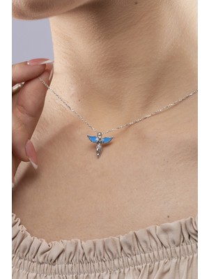 925 Ayar Gümüş Kanatlı Melek Model Kadın Kolye