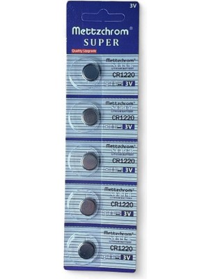 Mettzchrom Süper Pil Düğme 3V CR1220 Lityum 5'li Paket Super Cr 1220 Pil CR-1220