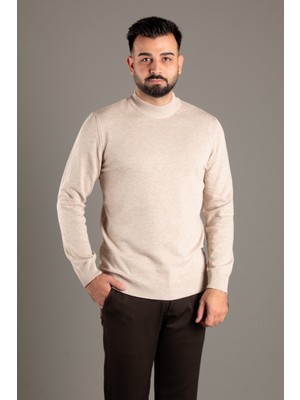 Zeki Özer Erkek Bej Basic Balıkçı Triko