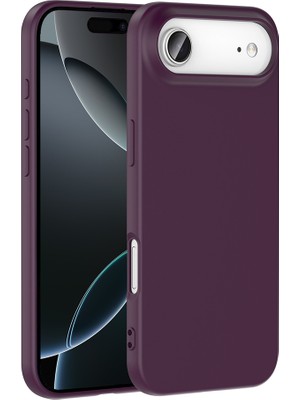 Caseworld Apple iPhone 17 Air ile Uyumlu Kapak Içi Kadife Lüx Lansman Silikon Kılıf - Mürdüm