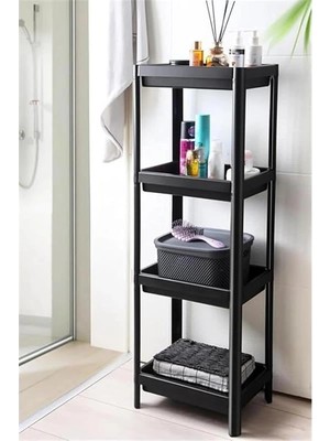 4 Katlı Geçmeli Plastik Banyo ve Mutfak Organizeri, Kolay Montajlı 4 Katlı Raf, Mutfakta