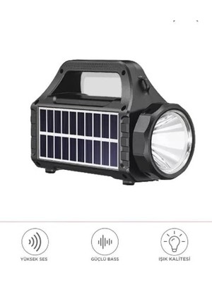 KTS-2031 Dış Mekan 3 Inç Güneş Enerjili El Feneri Rgb Kablosuz Bluetooth Hoparlör