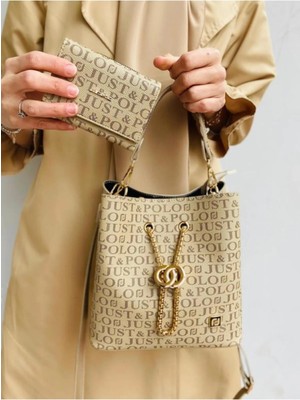 Just Polo Vegan Deri 3 Bölmeli Ayarlanabilir Uzun Askılı El & Omuz Çantası ve Cüzdan Kombini