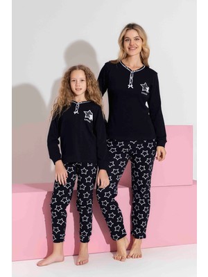Anne-Kız Kombin Yapılabilir Uzun Kollu Interlok Aile Bağı Pijama TAKIMI-3198