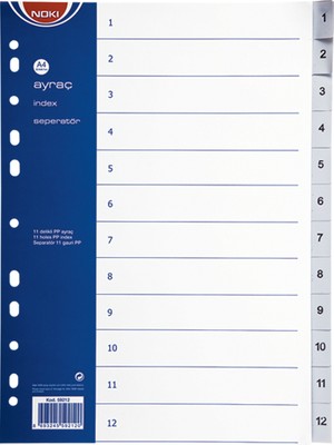 Noki Seperatör 1-12 Rakamlı Plastik A4 59212