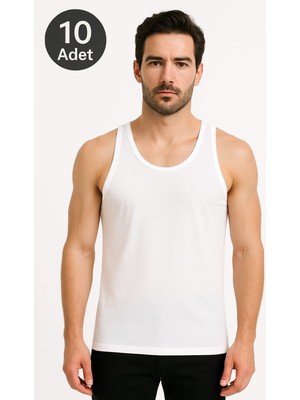 Beyaz Askılı Erkek Atlet Ekonomik Paket 10 Adet %100
