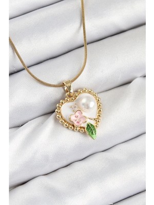 Vice Avm 316L Çelik Sanatsal Portre Model Gold Renk Kadın Kolye