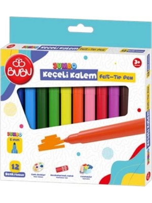 Bu-Bu Keçeli Kalem Jumbo 5 mm Karton Kutu 12 Renk BUBU-KEC003