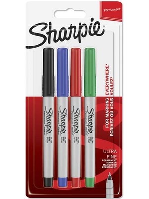 Sharpie Markör Permanent Ultra Fine Süper Ince Uç 4 Lü Renk Blisterli 1985879