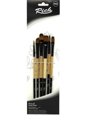 Rich Karma Fırça Seti 6 Lı Renkli Model 2 Sanatsal Malzemeler İçin Özel Tasarım