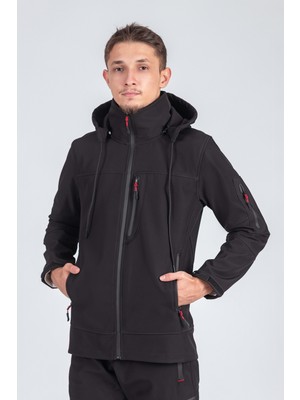 Vatan Tekstil Suya Dayanıklı Slim Fit Softshell Kapüşonlu Erkek Mont
