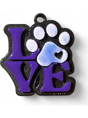 Akıllı Nfc Etiketli Köpek Tasması Takı - Kayıp Önleyici Akıllı Künye - Love Yazılı Mor ve Beyaz - Pet Güvenlik