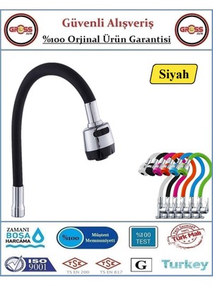 Spiralli Esnek Mutfak Evye Batarya Borusu - Siyah