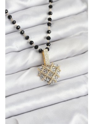 Vice Avm 316L Çelik Zincir Kristal Boncuklu Kalpli Kadın Kolye