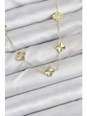 Vice Avm Pirinç Gold Renk Yonca Kadın Kolye