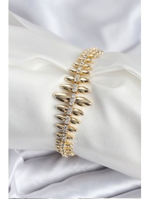 Vice Avm Pirinç VIP Seri Gold Renk Sıralı Damla Model Kadın Bileklik