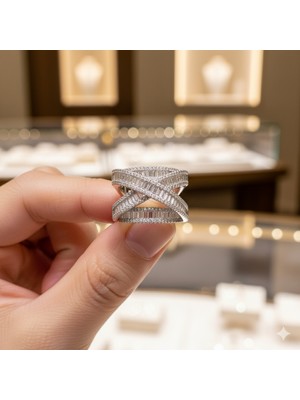 Pırlanta Montür Baget Sarmal Gümüş Yüzük