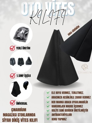 Çınarrium Volkswagen Polo Siyah Deri Özel Yeni Tasarım Siyah Spor Dikiş Vites Körüğü