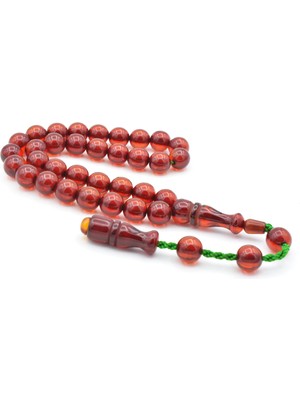 Sistemli Küre Kesim Günlük Boy Turuncu Sıkma Kehribar Tesbih 003