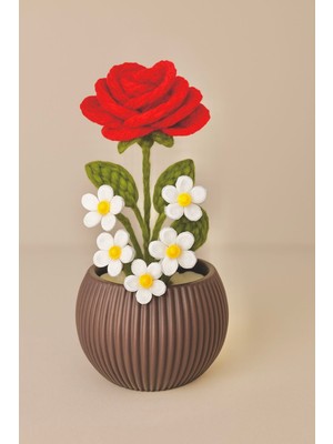 Saksılı El Örgüsü Gül - Sevdiklerinize Solmayan Hediye