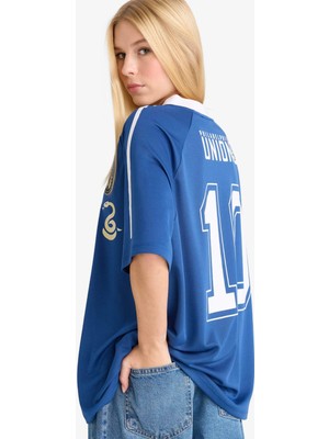 DeFacto MLS Oversize Geniş Kalıp Sırt Baskılı Kısa Kollu Tişört G0481AX25AU