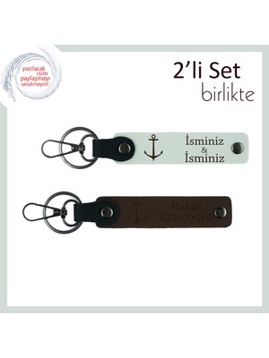 Miaju Denizci Ruhunu Yansıtan Hediye, Kişisel Gemici Çıpası Figürlü 2’li Anahtarlık Takım, Beyaz-K Kahve