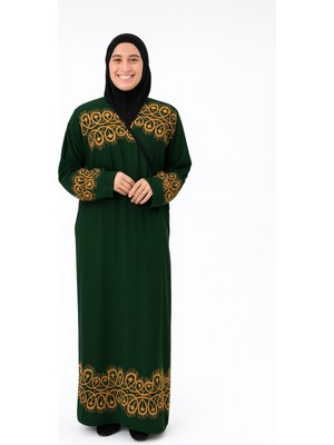 Halkalı Desenli Kruvaze Namaz Elbisesi – Yandan Bağlamalı, Rahat Kesim 36–46 Beden