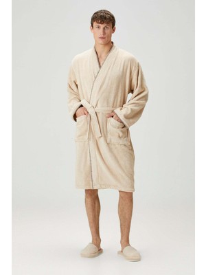 İrya Shadow %100 Pamuk Erkek Bornoz Bej