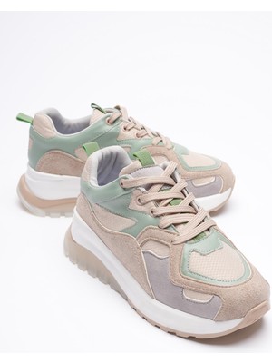 Avira Kadın Bej Vizon Kalın Tabanlı Spor Ayakkabı Sneakers