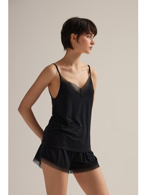 Kadın Viskon Ayarlanır Ip Askılı Atlet Pijama Üstü