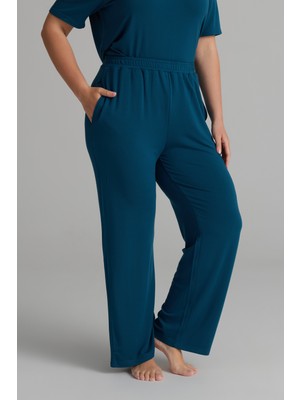 Kadın Plus Size Modal Iki Iplik Cepli Pantolon