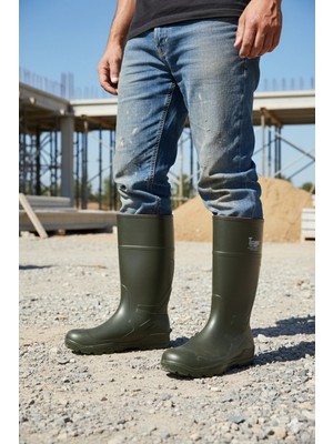 Techno Boots Poliüretan Soğuğa Dayanıklı Kısa Yeşil Çizme