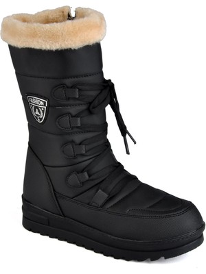 Fermuarlı Iç Kısmı Kürklü Kadın Kar Botu Çizme