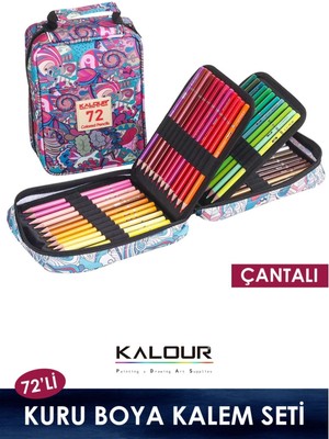 Kuru Boya Kalem Seti 72 Renk, Çantalı (Defter+Kalemtraş Hediyeli)