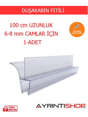 Ayrıntıshop Duşakabin Kapı Çift Taraflı Alt Suluk Fitil 6mm - 8 mm Cam Lar Için