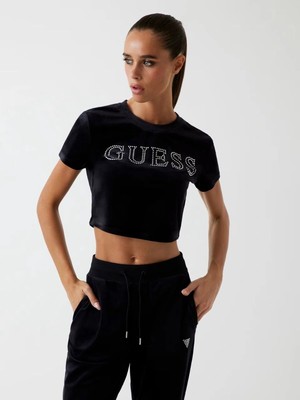 Guess Couture Kadın Siyah Aktif Boxy Fit T-Shirt V3BI01K0232-JBLK