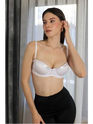 Moda Kadın Destekli Balenli Straplez Sütyen Beyaz