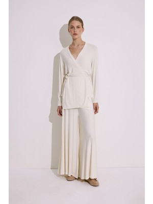 Bağlamalı Dökümlü Kimono Inci