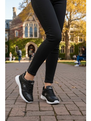 Siyah-Beyaz Esnek Hafif Unisex Spor Ayakkabı Xstep 020-CILT G