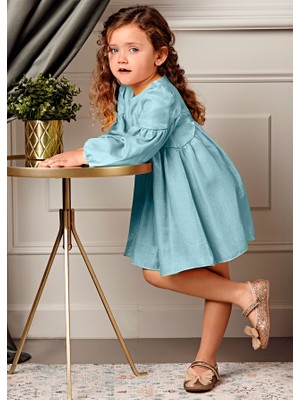 Abel& Lula Aqua Mavi Içi Penye Astarlı Kız Çocuk Elbise (04-08 Yaş Arası Bedenler) - Mavi