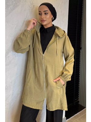 Kapüşonlu Fermuarlı Mevsimlik Tesettür Kap P-00017975