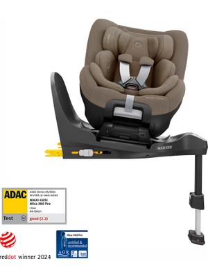 Maxi-Cosi Mica 360 Pro I-Size Dünyanın Ilk Kızaklı, Araç Dışına Çıkabilen Adac'lı Isofix'li 360 Dönebilir Yatabilir 0-18 kg Bebek Oto Koltuğu Authentic Truffle