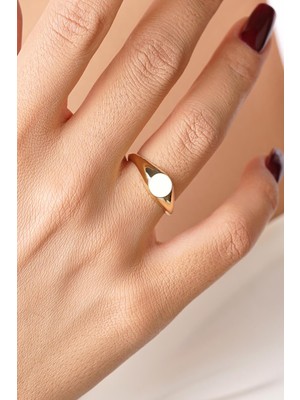 Fiyonk Kuyumculuk 14 Ayar Altın Yuvarlak Plaka Yüzük