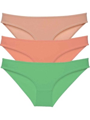 Litaetrend 3 Adet Süper Eko Set Likralı Kadın Slip Külot Ten Pudra Yeşil