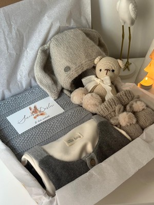 Hoşgeldin Bebek Yenidoğan Hediye Kutusu Kıyafet Takımı Triko Tulum Battaniye Seti Sepeti Organik