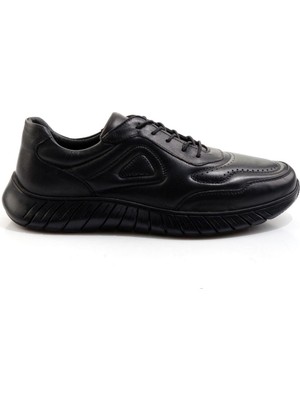 Siyah Hakiki Deri Erkek Casual Ayakkabı E01076250043