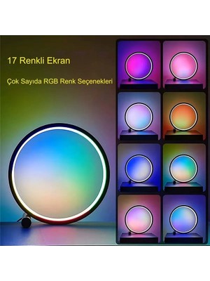 Fortico  Masaüstü Müzik Ritim Gece Lambası 10 Inç Akıllı Rgb Renkli  25CM Alüminyum Halka LED Işığı Masa Lambası Rgb