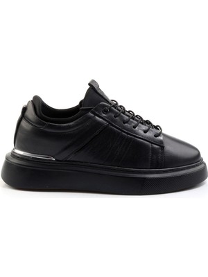 Siyah Hakiki Deri Erkek Sneaker E01082010403