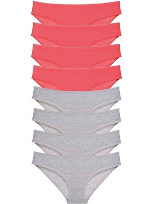 Litaetrend 8 Adet Süper Eko Set Likralı Kadın Slip Külot Fuşya Gri